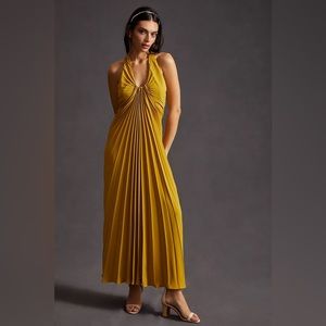 By Anthropologie Pleated Halter Midi Dress